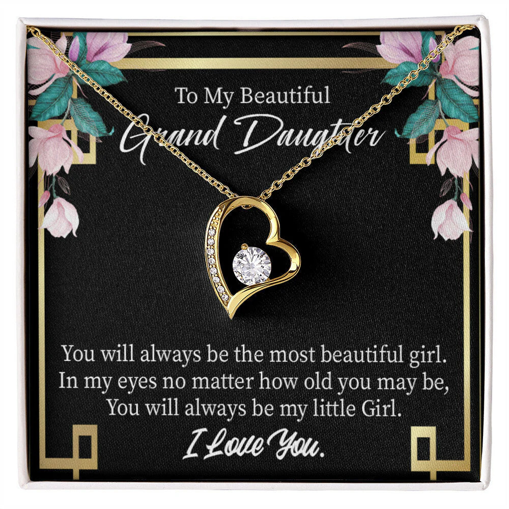 Most Beautiful Grandpa Forever Love CZ Heart Necklace White Gold Luxury Box